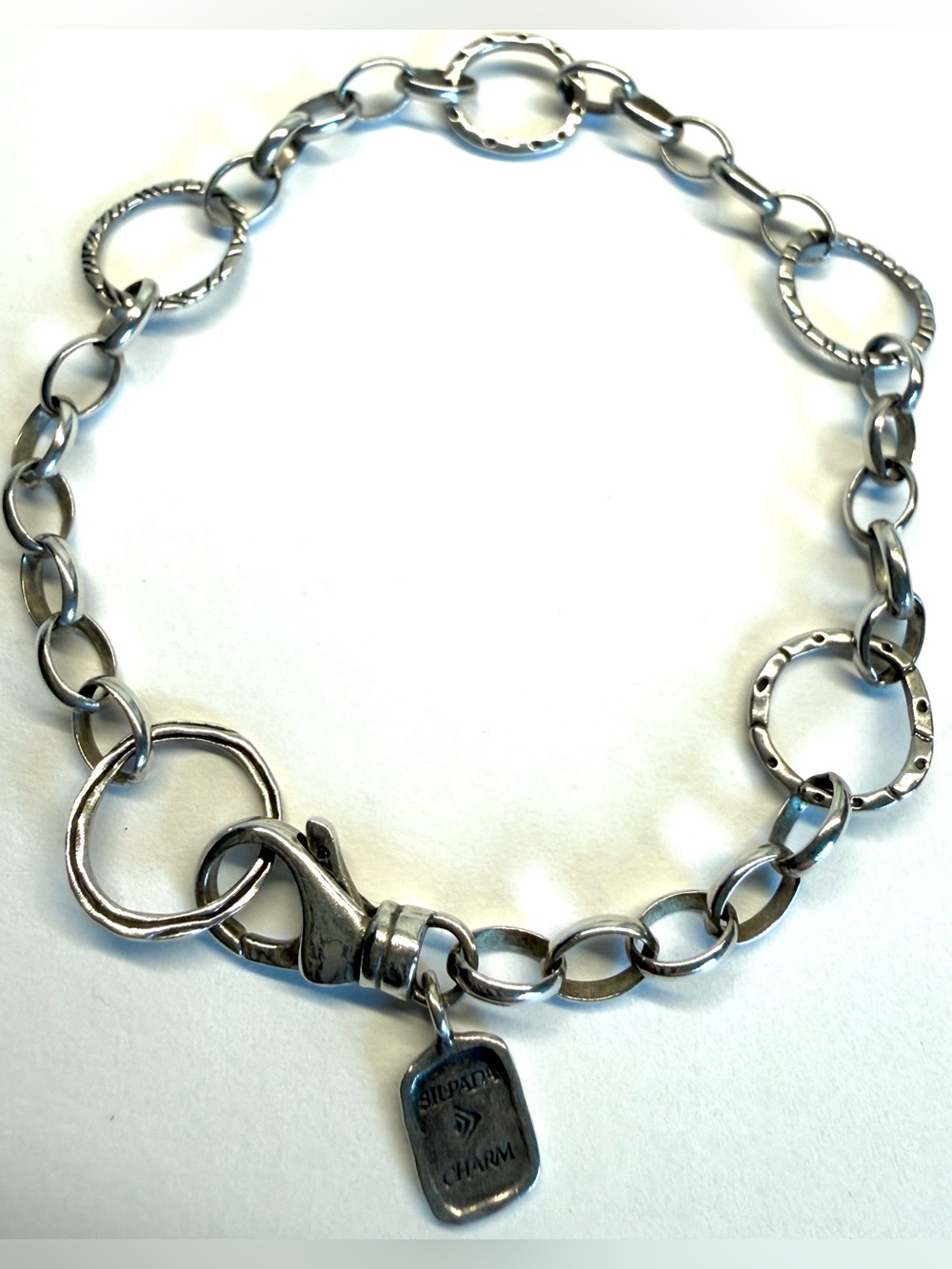 Silpada Sterling Silver 8” Charm Bracelet Circle Link